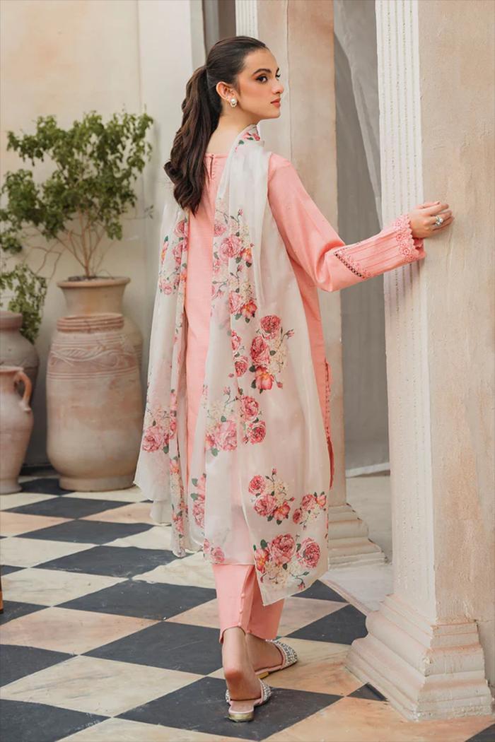 3-Piece Embroidered Lawn Suit – Pink Elegance with Printed Dupatta