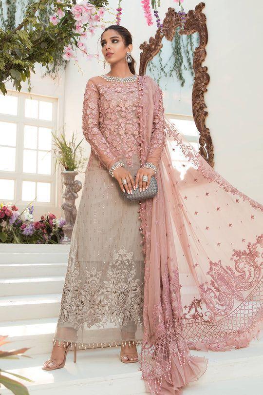 3-Piece Embroidered Chiffon Suit – Pink Elegance (Unstitched)