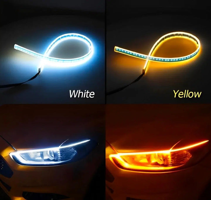 Trending Hub Universal Bike LED Strip Light – Dual Color Turn Signal & DRL (Yellow & White)