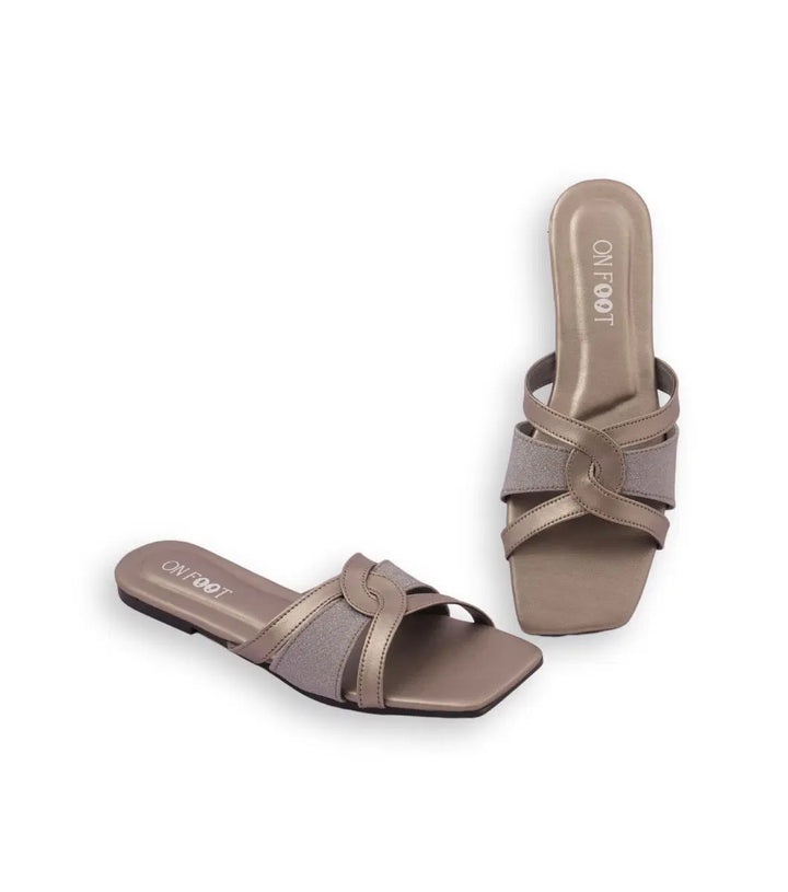Women’s Fancy Rexine Slippers – Brown Thread Work | Casual & Formal Footwear