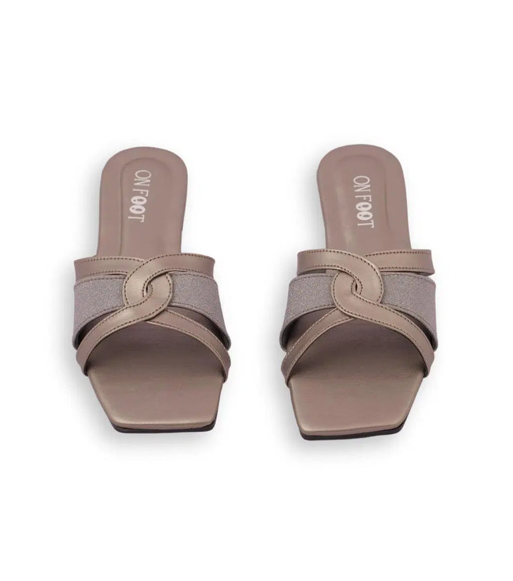 Women’s Fancy Rexine Slippers – Brown Thread Work | Casual & Formal Footwear
